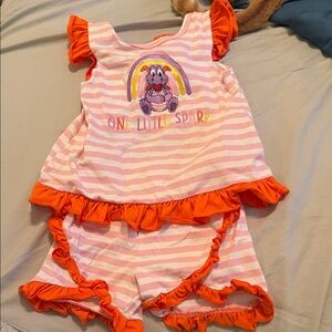 Figment Striped Toddler Outfit with Orange Ruffles